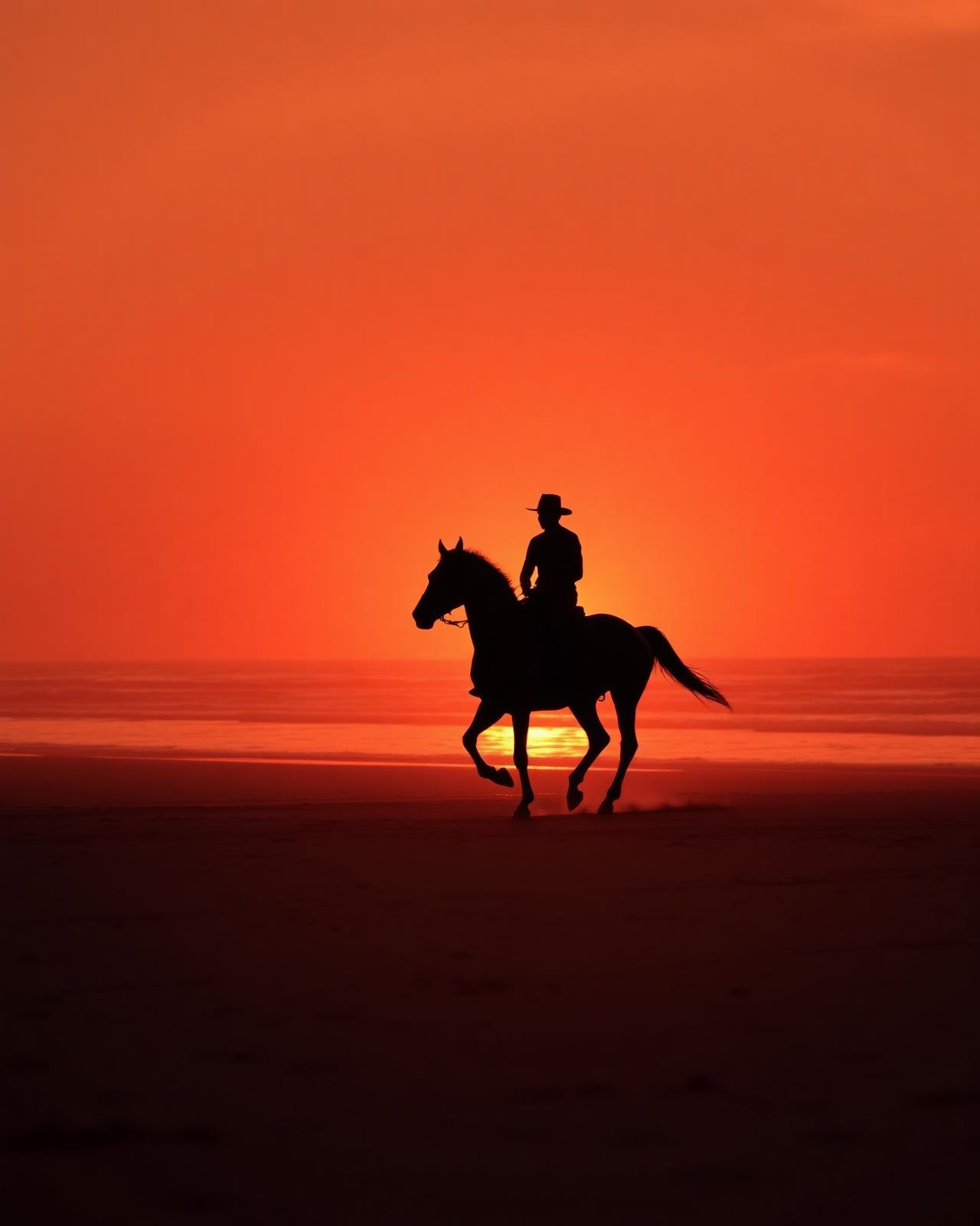 Ruiter bij zonsondergang